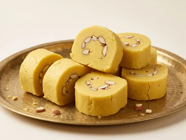 Fresh Kasuri Patisa flaky sweet made with desi ghee and garnished with almonds and pistachios